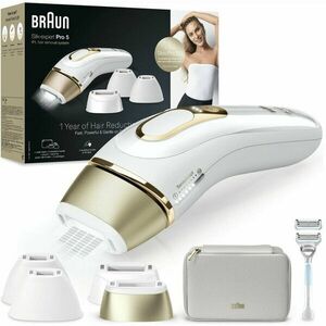 Epilator IPL Braun Silk-expert Pro 5 PL5356, 3 moduri, 10 intensitati, 400.000 pulsatii, Tehnologia SkinPro 2.0 Auriu/Alb imagine