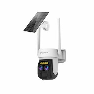 Camera supraveghere rotativa wireless WiFi PTZ Speed Dome cu lentila duala Vstarcam Full Color CB67D, 2K, 4 mm / 12 mm, Night Vision, PIR, microfon si difuzor, slot card, acumulator, aplicatie mobila, auto tracking, panou solar imagine