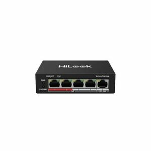 Switch PoE cu 4 porturi HikVision HiLook NS-0105P-35(B), 10/100 Mbps, 1 Gbps, 0.744 Mpps, MAC 1K, fara management imagine