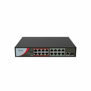 Switch PoE cu 16 porturi HikVision HiLook NS-0318P-130(B), 10/100 Mbps, 7.2 Gbps, 5.356 Mpps, MAC 4K, fara management imagine