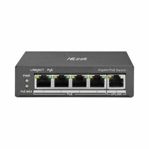 Switch PoE cu 4 porturi HikVision HiLook NS-0505P-35, 10/100/1000 Mbps, 10 Gbps, 7.44 Mpps, MAC 2K, fara management imagine