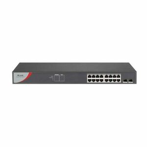 Swtich PoE cu 16 porturi HikVision HiLook NS-0518P-125, 10/100/1000 Mbps, 36 Gbps, 26.79 Mpps, MAC 8K, fara management imagine