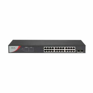 Switch PoE cu 24 porturi HikVision HiLook NS-0526P-225, 10/100/1000 Mbps, 52 Gbps, 38.69 Mpps, MAC 8K, fara management imagine