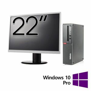 Pachet Calculator Refurbished LENOVO ThinkCentre M910s SFF, Intel Core i5-6500 3.20GHz, 8GB DDR4, 256GB SSD + Monitor 22 Inch + Windows 10 Pro imagine