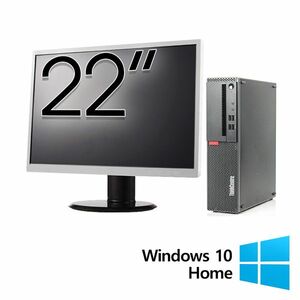 Pachet Calculator Refurbished LENOVO ThinkCentre M910s SFF, Intel Core i5-6500 3.20GHz, 8GB DDR4, 256GB SSD + Monitor 22 Inch + Windows 10 Home imagine