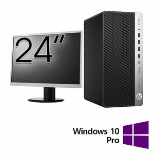 Pachet Calculator Refurbished HP ProDesk 600 G4 Tower, Intel Core i7-8700 3.20 - 4.60GHz, 16GB DDR4, 256GB SSD + Monitor 24 Inch + Windows 10 Pro imagine