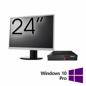 Pachet Refurbished Calculator Lenovo ThinkCentre M710q Mini PC, Intel Core i5-6500T 2.50GHz, 16GB DDR4, 512GB SSD + Monitor 24 Inch + Windows 10 Pro imagine