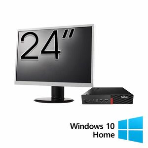 Pachet Refurbished Calculator Lenovo ThinkCentre M710q Mini PC, Intel Core i5-6500T 2.50GHz, 8GB DDR4, 256GB SSD + Monitor 24 Inch + Windows 10 Home imagine