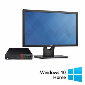 Pachet Calculator Refurbished Lenovo ThinkCentre M700 Mini PC, Intel Core i5-6400T 2.20 - 2.80GHz, 8GB DDR4, 256GB SSD + Monitor 24 Inch + Windows 10 Home imagine