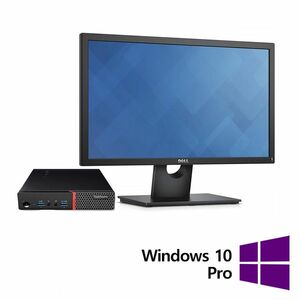 Pachet Calculator Refurbished Lenovo ThinkCentre M700 Mini PC, Intel Core i5-6400T 2.20 - 2.80GHz, 8GB DDR4, 256GB SSD + Monitor 24 Inch + Windows 10 Pro imagine