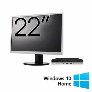 Pachet PC Refurbished HP ProDesk 600 G4 Mini, Intel Core i5-8500T 2.10 - 3.50GHz, 8GB DDR4, 256GB SSD + Monitor 22 Inch + Windows 10 Home imagine