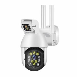 Resigilat Camera Supraveghere IP PTZ Techstar® P19D, Camera Duala, Wireless, 320°, 1080p, IR+LED, Exterior, ONVIF, NVR, Senzor Miscare, Alarma imagine