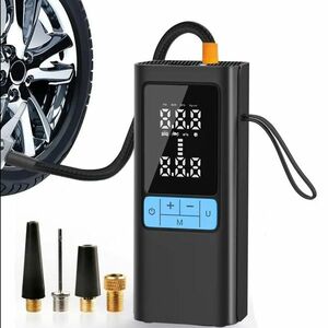 Compresor auto portabil wireless Techstar® MU002, afisaj digital LCD, lanterna LED, baterie reincarcabila 6000mAh, presiune maxima 150 PSI, incarcare USB Type-C, pentru Masini, Motociclete, Biciclete si Mingi imagine