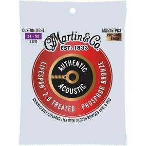 Martin Authentic Lifespan 2.0 92/8 Phosphor Bronze Custom Light 3-Pack Corzi chitare acustice imagine