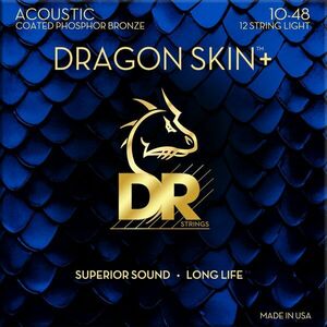 DR Strings Dragon Skin+ Coated Phosphor Bronze 12-String Light 10-48 Set de corzi pentru chitară acustică imagine