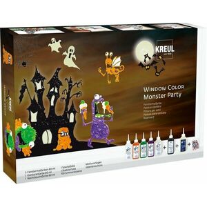 Kreul 42850 Set de culori pentru sticla Monster Party 7 x 80 ml imagine