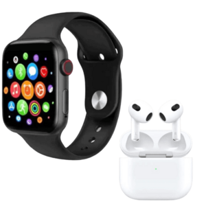 Set Ceas Smartwatch Inteligent si casti wireless Negru / Alb imagine