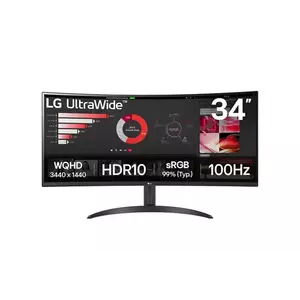 Monitor LED LG 34WR50QK-B 34" Curbat QHD UltraWide 100Hz 5ms Black imagine