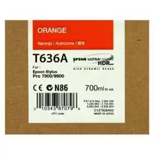 Cartus Inkjet Epson Orange T636A00 UltraChrome HDR 700 ml imagine