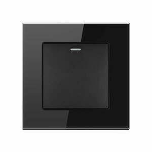 Resigilat Intrerupator Cap Scara Cu Panou din Sticla Securizata Techstar® TGS 01, 220V, 16A, 86 x 86 mm, Negru, cu 1 Modul imagine