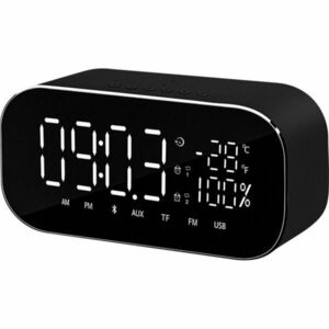 Radio ceas Akai ABTS-S2 cu BT, radio FM, carcasa aluminiu, baterie 1800 mAh, Negru imagine