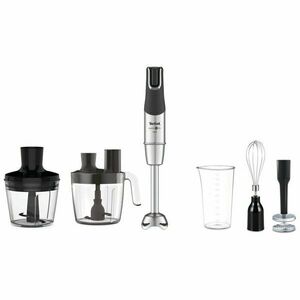 Mixer vertical Tefal InfinyForce Pro 5 în 1 HB95LD38, 1200W, tehnologie Powelix Life, tocator 500ml, pahar gradat 800ml, protectie antistropire, 5 functii, Negru/Inox imagine