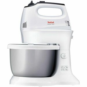 Mixer de mana Quick Mix HT312138, 300W, 5 viteze, Functie Turbo, Bol inox 3.5L, Alb imagine