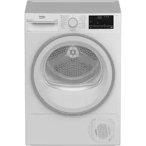 Uscator de rufe Beko B3T42242, Pompa de caldura, 8 kg, 15 programe, Clasa A+++, RecycledDry, Inverter, OptiSense, Aquawave, Alb imagine