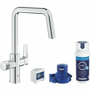 Baterie de bucatarie Grohe Blue Pure Start 30596000, 3/8'', pipa inalta, Tip U, filtrare apa, 1500 l, contor, Crom imagine