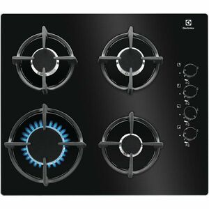 Plita incorporabila pe gaz Electrolux KGG6407K, 4 zone de gatit, aprindere electrica, dispozitiv de siguranta, gratare fonta, 60 cm, sticla neagra imagine