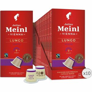 Set 10 x Cafea capsule Julius Meinl Lungo Fair Trade, compatibile Nespresso, 100% biodegradabile, 100 capsule, 560g imagine