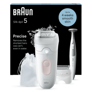 Epilator Braun Silk-épil 5 5-230 Wet & Dry, MicroGrip, Smart Light, 28 de pensete, 2 viteze, Trimmer Bikini + 5 accesorii, Cap de ras + Pieptene, Saculet de voiaj, Roz pal imagine