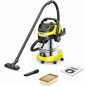 Aspirator umed-uscat Karcher WD 5 S V-30/5/22, 1.628-379.0, Aspirare umeda si uscata, rezervor de 30 L din otel inoxidabil, furtun de 2.2 m, 1100 W, functie de suflare, functie de curatare a filtrelor, Galben/Negru/Metal imagine