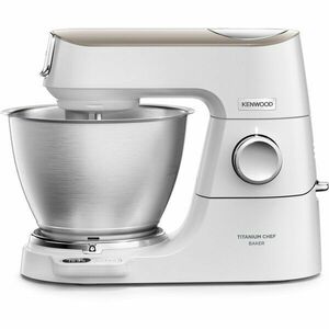 Robot de bucatarie Kenwood Titanium Chef Baker KVC65.001WH, 0W20011376, 1200 W, vas 5L, 10 trepte viteza, cantar integrat, 3 accesorii patiserie, alb imagine