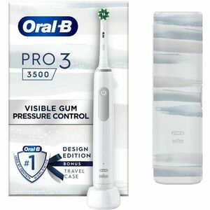 Periuta de dinti electrica Oral-B Pro 3 3500, Curatare 3D, 3 programe, 1 Incarcator, 1 Capat, Trusa de calatorie, Alb imagine