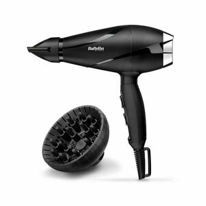 Uscator de par ionic, BaByliss, 6713DE, 2200 W, Motor AC, Difuzor, Negru/Crom imagine