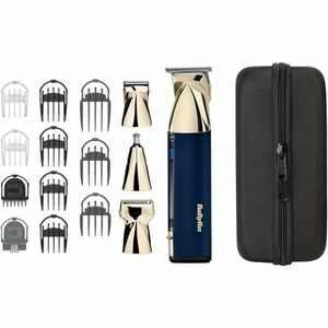 Set aparat de tuns parul si barba Babyliss Super-x Metal Series MT992E, 15 in 1 multi trimmer, auriu/albastru marin imagine