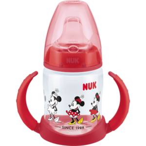 Biberon cu toarte, NUK, DISNEY, cu tetina de invatare, 150 ml, 6-18 luni, ROSU imagine