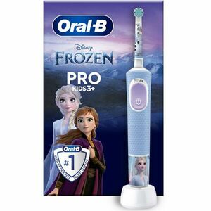 Periuta de dinti electrica Oral-B Pro Kids Frozen pentru copii, Curatare 2D, 2 programe, 1 capat, 4 autocolante, pentru 3+ ani, Albastru imagine