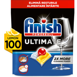 Detergent capsule pentru masina de spalat vase Finish Ultimate, Lemon, 100 spalari imagine