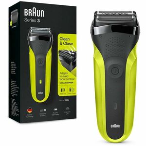 Aparat de ras Braun Series 3 300s, Wet&Dry, 3-Flex Blades, maner ergonomic, autonomie 30 min, Negru/Verde imagine