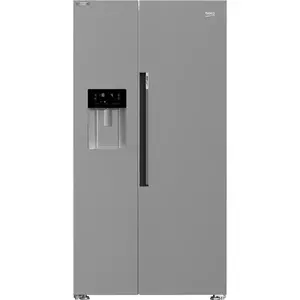 Side by side Beko GN162341XBN, 571 l, NeoFros Dual Cooling, Dozator apa/gheata, Raft sticle, Touch control, HarvestFresh, Compresor Inverter, Clasa E, H 179 cm, Metal Look imagine