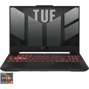 Laptop ASUS TUF Gaming A15 FA507NUR cu procesor AMD Ryzen™ 7 7435HS pana la 4.5GHz, 15.6'', Ful HD, IPS, 144Hz, 16GB RAM DDR5, 512GB SSD, NVIDIA® GeForce RTX™ 4050 6GB GDDR6, No OS, Mecha Gray imagine