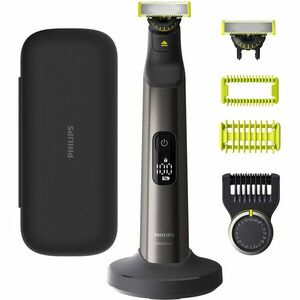 Aparat hibrid de barbierit si tuns, pentru fata, PHILIPS OneBlade Pro QP6652/61, 2 lame 360, 20 de setari de lungime (0, 4-10 mm), 2 accesorii pentru corp, 120 min (Li-ion), toc hardcase, cablu de alimentare USB-A, fara adaptor pentru priza imagine