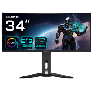 Monitor LED GIGABYTE MO34WQC2 Curbat 34 inch UWQHD QD-OLED 0.03 ms 240 Hz USB-C HDR imagine