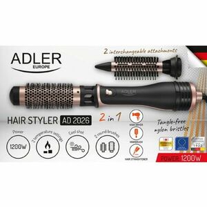 Perie de par Adler AD2026, 2 in 1, Ceramica, 1200W, Negru/Roz imagine