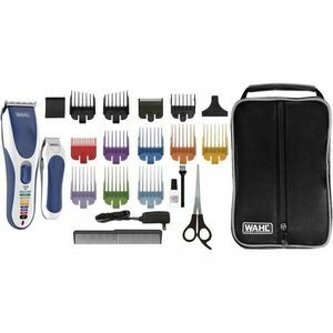 Set de tuns parul Wahl Pro Cordless 09649-916, alimentare acumulator, 1-25 mm, 8 capete ghidare, autoascutire, lame otel-carbon, albastru imagine