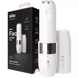 Mini aparat pentru indepartarea parului facial Braun FACE FS1000, pe baterii, Alb imagine