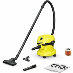 Aspirator umed-uscat Karcher WD 2 plus V-12/6/18/C Home 1.628-012.0, Aspirare umeda si uscata, 12 L, Furtun 1.8 m, 1000 W, Duza de podea, Duza pentru tapiserie, 3 saci de filtrare din fleece, Galben/Negru imagine