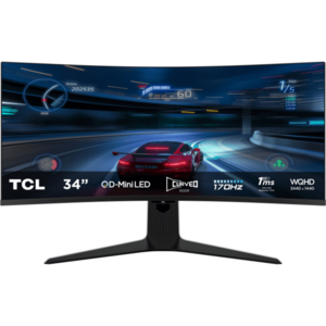 Monitor LED TCL Gaming 34R83Q Curbat 34 inch UWQHD QD-Mini LED 1 ms 170 Hz USB-C HDR FreeSync Premium & G-Sync Compatible imagine